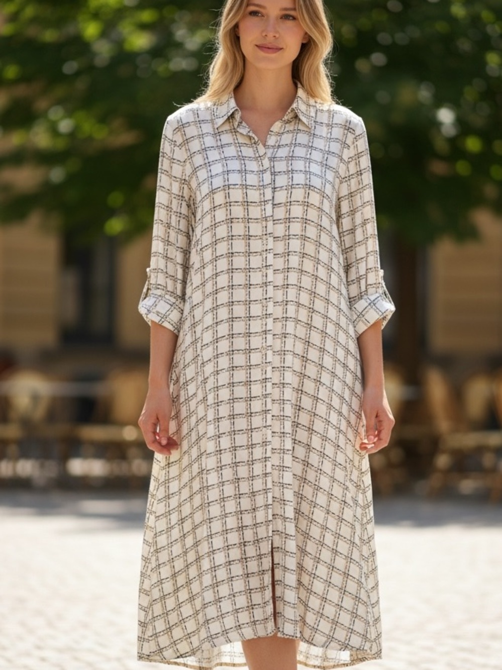 Ottod'Ame Shirt Dress Women's Size 6 Pockets Maxi Modest Long Button Front Up